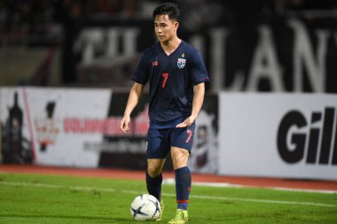 Pathumthani Tayland 5 Eylül 2019: Thammasat Stadyumu 'nda Vietnam' a karşı oynanan 2022 Dünya Kupası elemeleri sırasında Tayland 7. 