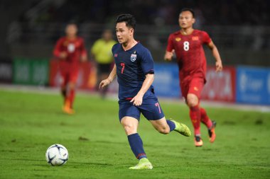 Pathumthani Tayland 5 Eylül 2019: Thammasat Stadyumu 'nda Vietnam' a karşı oynanan 2022 Dünya Kupası elemeleri sırasında Tayland 7. 