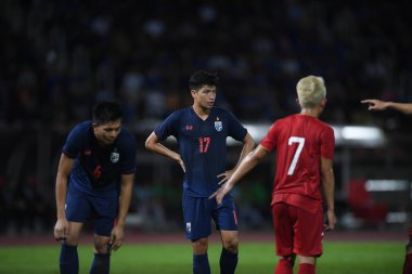 Pathumthani Thailand 5 Eylül 2019: Thammasat Stadyumu 'nda oynanan 2022 Dünya Kupası elemeleri sırasında Tanaboon Kesarat # 17 Tayland Oyuncusu 