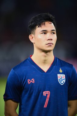 Pathumthani Tayland 5 Eylül 2019: Thammasat Stadyumu 'nda Vietnam' a karşı oynanan 2022 Dünya Kupası elemeleri sırasında Tayland 7. 