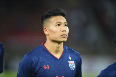 Pathumthani Thailand 5 sep 2019: Phitiwat sukjitthamakul # 16 Tayland futbolcusu 2022 Dünya Kupası elemeleri sırasında Thammasat Stadyumu 'nda Vietnam' a karşı 