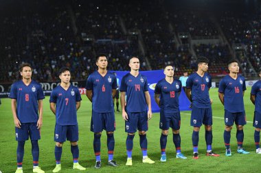 Pathumthani Tayland 5 Eylül 2019: 2022 Dünya Kupası elemeleri sırasında Thammasat Stadyumu 'nda Vietnam' a karşı oynayanlar