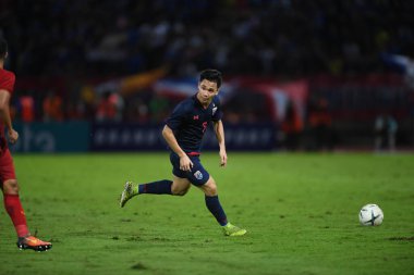 Pathumthani Tayland 5 Eylül 2019: Thammasat Stadyumu 'nda Vietnam' a karşı oynanan 2022 Dünya Kupası elemeleri sırasında Tayland 7. 