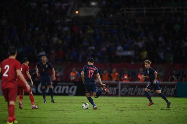 Pathumthani Thailand 5 Eylül 2019: Thammasat Stadyumu 'nda oynanan 2022 Dünya Kupası elemeleri sırasında Tanaboon Kesarat # 17 Tayland Oyuncusu 