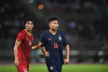 Pathumthani Thailand 5 sep 2019: Phitiwat sukjitthamakul # 16 Tayland futbolcusu 2022 Dünya Kupası elemeleri sırasında Thammasat Stadyumu 'nda Vietnam' a karşı 
