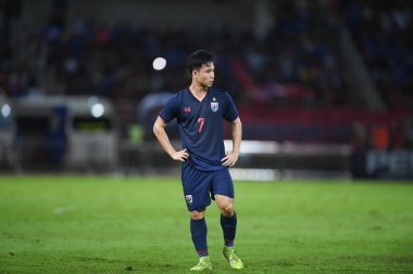 Pathumthani Tayland 5 Eylül 2019: Thammasat Stadyumu 'nda Vietnam' a karşı oynanan 2022 Dünya Kupası elemeleri sırasında Tayland 7. 
