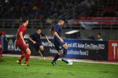 Pathumthani Tayland 5 Eylül 2019: 2022 Dünya Kupası elemeleri sırasında Thammasat Stadyumu 'nda Vietnam' a karşı oynandı. 