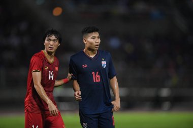 Pathumthani Thailand 5 sep 2019: Phitiwat sukjitthamakul # 16 Tayland futbolcusu 2022 Dünya Kupası elemeleri sırasında Thammasat Stadyumu 'nda Vietnam' a karşı 