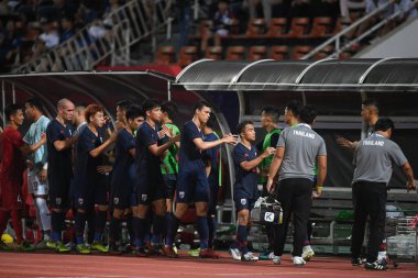 Pathumthani Tayland 5 Eylül 2019: 2022 Dünya Kupası elemeleri sırasında Thammasat Stadyumu 'nda Vietnam' a karşı oynayanlar 