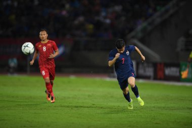 Pathumthani Tayland 5 Eylül 2019: Thammasat Stadyumu 'nda Vietnam' a karşı oynanan 2022 Dünya Kupası elemeleri sırasında Tayland 7. 