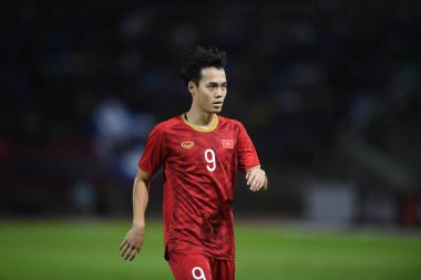 Pathumthani Thailand 5 Eylül 2019: Nguyen van toan # 9 Vietnamlı oyuncu 2022 Dünya Kupası elemeleri sırasında Thammasat Stadyumu 'nda Vietnam' a karşı 