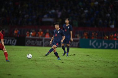Pathumthani Thailand 5 sep 2019: Phitiwat sukjitthamakul # 16 Tayland futbolcusu 2022 Dünya Kupası elemeleri sırasında Thammasat Stadyumu 'nda Vietnam' a karşı 