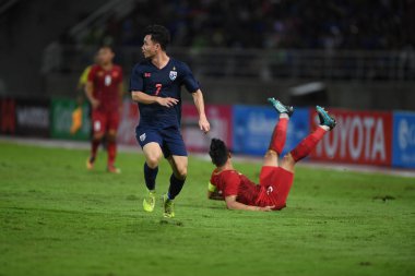 Pathumthani Tayland 5 Eylül 2019: Thammasat Stadyumu 'nda Vietnam' a karşı oynanan 2022 Dünya Kupası elemeleri sırasında Tayland 7. 