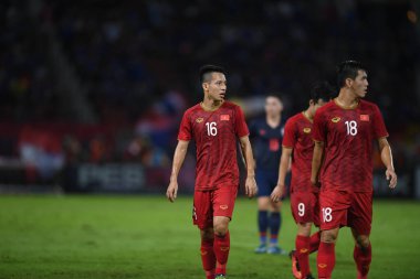 Pathumthani Thailand 5 sep 2019: Phitiwat sukjitthamakul # 16 Tayland futbolcusu 2022 Dünya Kupası elemeleri sırasında Thammasat Stadyumu 'nda Vietnam' a karşı 