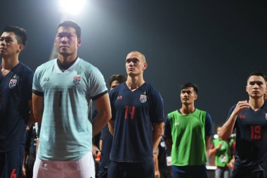 Pathumthani Tayland 5 Eylül 2019: 2022 Dünya Kupası elemeleri sırasında Thammasat Stadyumu 'nda Vietnam' a karşı oynayanlar 