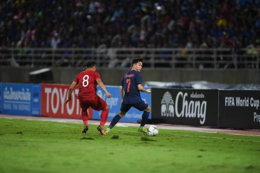 Pathumthani Tayland 5 Eylül 2019: Thammasat Stadyumu 'nda Vietnam' a karşı oynanan 2022 Dünya Kupası elemeleri sırasında Tayland 7. 