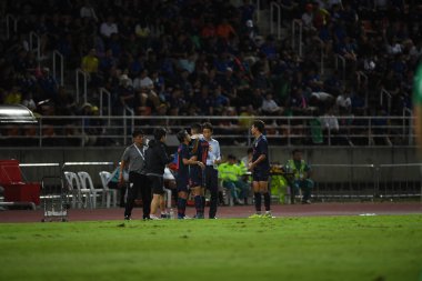 Pathumthani Tayland 5 Eylül 2019: 2022 Dünya Kupası elemeleri sırasında Thammasat Stadyumu 'nda Vietnam' a karşı oynayanlar 