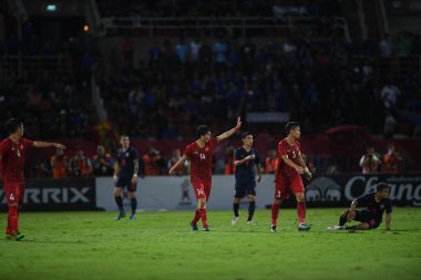 Pathumthani Thailand 5 Eylül 2019: Nguyen tuan # 14 Vietnam oyuncusu 2022 Dünya Kupası elemeleri sırasında Thammasat Stadyumu 'nda Vietnam' a karşı 