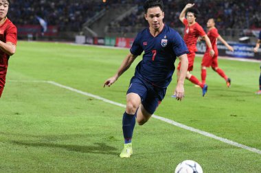 Pathumthani Tayland 5 Eylül 2019: Thammasat Stadyumu 'nda Vietnam' a karşı oynanan 2022 Dünya Kupası elemeleri sırasında Tayland 7. 