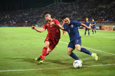 Pathumthani Tayland 5 Eylül 2019: Thammasat Stadyumu 'nda Vietnam' a karşı oynanan 2022 Dünya Kupası elemeleri sırasında Tayland 7. 