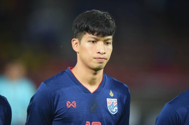 Pathumthani Thailand 5 Eylül 2019: Thammasat Stadyumu 'nda oynanan 2022 Dünya Kupası elemeleri sırasında Tanaboon Kesarat # 17 Tayland Oyuncusu 