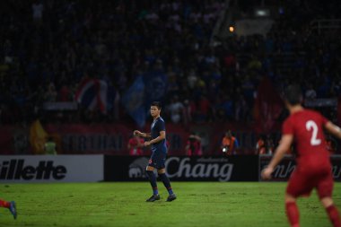 Pathumthani Thailand 5 Eylül 2019: Thammasat Stadyumu 'ndaki Vietnam maçında 2022 Dünya Kupası elemeleri sırasında Pansa hemviboon # 6 Tayland futbolcusu 