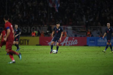 Pathumthani Thailand 5 Eylül 2019: Thammasat Stadyumu 'nda oynanan 2022 Dünya Kupası elemeleri sırasında Tanaboon Kesarat # 17 Tayland Oyuncusu 