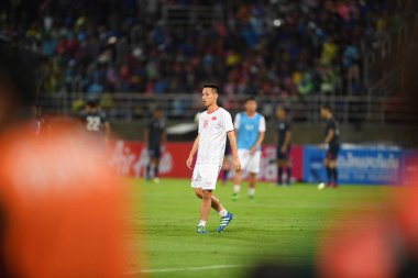 Pathumthani Tayland 5 Eylül 2019: Tayland 'ın Thammasat Stadyumu' nda Vietnam 'a karşı 2022 Dünya Kupası elemeleri sırasında Vietnam' ın 16 numaralı vietnam oyuncusu 