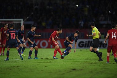 Pathumthani Thailand 5 sep 2019: Phitiwat sukjitthamakul # 16 Tayland futbolcusu 2022 Dünya Kupası elemeleri sırasında Thammasat Stadyumu 'nda Vietnam' a karşı 