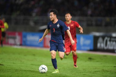 Pathumthani Tayland 5 Eylül 2019: Thammasat Stadyumu 'nda Vietnam' a karşı oynanan 2022 Dünya Kupası elemeleri sırasında Tayland 7. 