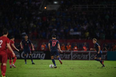 Pathumthani Thailand 5 Eylül 2019: Thammasat Stadyumu 'nda oynanan 2022 Dünya Kupası elemeleri sırasında Tanaboon Kesarat # 17 Tayland Oyuncusu 