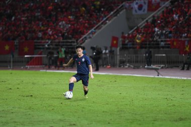 Pathumthani Tayland 5 Eylül 2019: Thammasat Stadyumu 'nda Vietnam' a karşı oynanan 2022 Dünya Kupası elemeleri sırasında Tayland 7. 