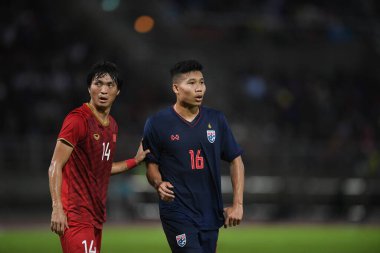 Pathumthani Thailand 5 sep 2019: Phitiwat sukjitthamakul # 16 Tayland futbolcusu 2022 Dünya Kupası elemeleri sırasında Thammasat Stadyumu 'nda Vietnam' a karşı 