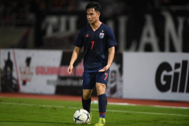 Pathumthani Tayland 5 Eylül 2019: Thammasat Stadyumu 'nda Vietnam' a karşı oynanan 2022 Dünya Kupası elemeleri sırasında Tayland 7. 