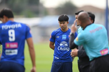 Bangkok Tayland 30 Mayıs 2019: Tayland 'ın Sümanya purisai oyuncusu, turnuvanın kral kupası 2019' daki Alp kampında düzenlenen turnuvadan önce antrenman sırasında hareket halindeydi. 