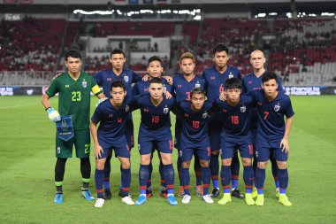Jakarta Endonezya 10 sep 2019: 2020 Dünya Kupası eleme maçında Endonezya 0-3 Tayland 'daki Gelora Bung Karno Stadyumu' nda oynayan oyuncu 