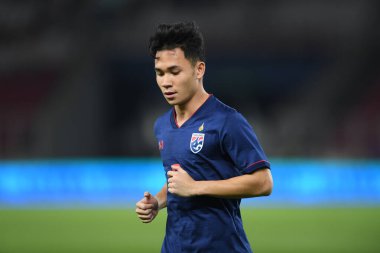 Jakarta Endonezya 10 sep 2019: Supachok sarachart # 7 Tayland Dünya Kupası elemeleri 2020 Dünya Kupası elemeleri sırasında Gelora Bung Karno Stadyumu 'nda oynanan maçta 