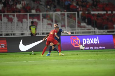 Cakarta Endonezya 10 sep 2019: Tristan do # 19 Tayland Dünya Kupası elemeleri sırasında Endonezya 0-3 Tayland 'ın Gelora Bung Karno Stadyumu' nda oynanmıştır. 