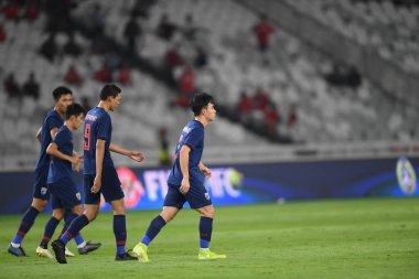 Jakarta Endonezya 10 sep 2019: Supachok sarachart # 7 Tayland Dünya Kupası elemeleri 2020 Dünya Kupası elemeleri sırasında Gelora Bung Karno Stadyumu 'nda oynanan maçta 