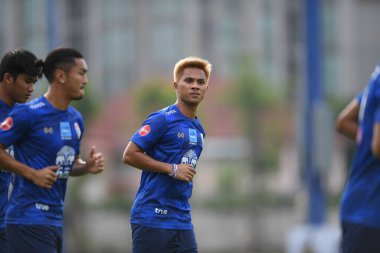 Bangkok Tayland 30 Mayıs 2019: Jakpan hamisuwan Tayland futbolcusu turnuvanın kral kupası 2019 'daki turnuvasından önce antrenmanda 