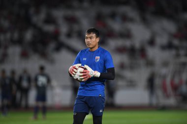 Jakarta Endonezya 10 sep 2019: Chatchai bootprom # 20 Tailand dünya kupası eleme maçında 2020 Endonezya 0-3 Tayland 'da Gelora bung karno stadyumunda 
