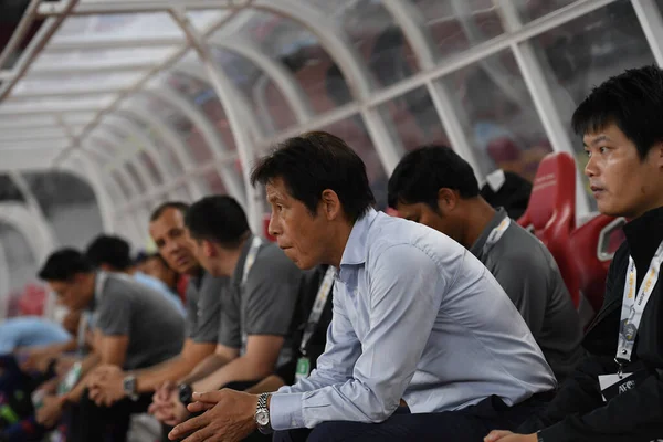 印度尼西亚雅加达10 Sep 2019 在2020年世界杯预选赛期间 Akira Nishino在泰国Gelora Bung Karno体育场的比赛中以0 3的比分在进行中 — 图库照片