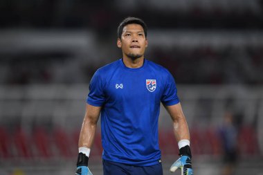 Cakarta Endonezya 10 sep 2019: Kawin thammasatjanan # 1 Tayland Dünya Kupası elemeleri 2020 Dünya Kupası elemeleri sırasında Gelora Bung Karno Stadyumu 'nda oynanan maçta 