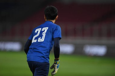 Jakarta Endonezya 10 sep 2019: Siwarak tedsungnoen # 23 Tayland 'da 2020 Dünya Kupası elemeleri sırasında Gelora Bung Karno Stadyumu' nda oynanan Dünya Kupası elemeleri sırasında 