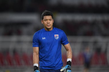 Cakarta Endonezya 10 sep 2019: Kawin thammasatjanan # 1 Tayland Dünya Kupası elemeleri 2020 Dünya Kupası elemeleri sırasında Gelora Bung Karno Stadyumu 'nda oynanan maçta 