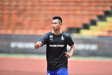 Shah alam, Malezya, 15Ağustos 2017: Sittichok Kannoo Tayland Oyuncusu 28. SEAGames sırasında Malezya 'nın Şah Alam Stadyumu' nda oynanan maçta