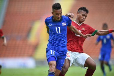 Shah alam, Malezya, 15 Ağustos 2017: Kevin Deeromram Tayland Oyuncusu 28. SEAGames sırasında Malezya 'nın Şah Alam Stadyumu' nda oynanan maçta