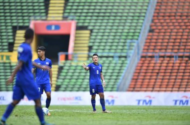 Shah alam, Malezya, 15 Ağustos 2017: Nopphon Phonkam Tayland Oyuncusu 28. SEAGames sırasında Malezya 'nın Şah Alam Stadyumu' nda oynanan karşılaşma