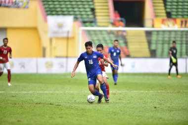 Shah alam, Malezya, 15 Ağustos 2017: Phitiwat Sookjitthummakul Tayland oyuncusu 28. SEAGames sırasında Malezya 'nın Şah Alam Stadyumu' nda oynanan maçta