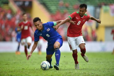 Shah alam, Malezya, 15 Ağustos 2017: Chenrop Samphaodi Tayland Oyunları 'nın 28. SEAmes Oyunları sırasında Malezya' nın Şah alam stadyumunda oynanan karşılaşma